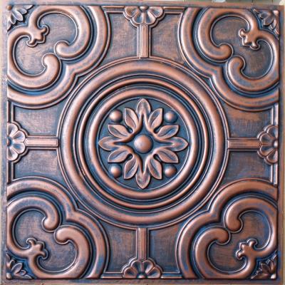 China Artistic Ceilings PL50 Faux Tin Paint 3D Aged Red Copper Ceiling Tiles for sale