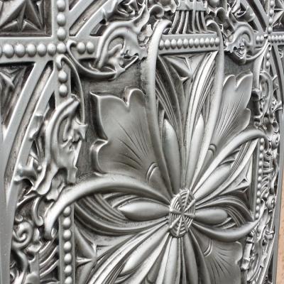 China PL10 Ceilings Faux Artistic Tin Artistic 3D Finishes Embossed Antique Silver Ceiling Tiles for sale