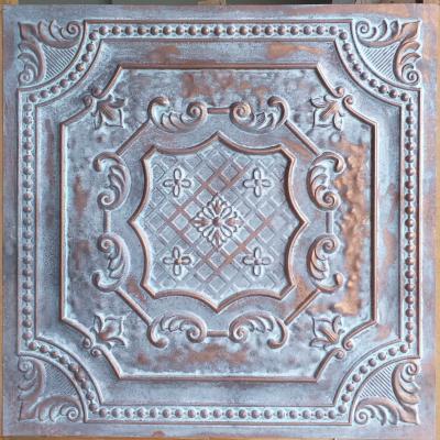 China Artistic Ceilings Faux Tin Ceiling Tiles Weather Copper Color Night Club Wall Panel PL04 for sale