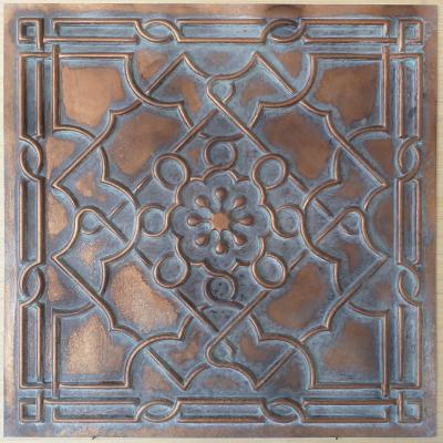 China Artistic Ceilings Faux Tin Ceiling Tiles Weather Copper Color Restaurant Decor Wall Panel PL09 for sale