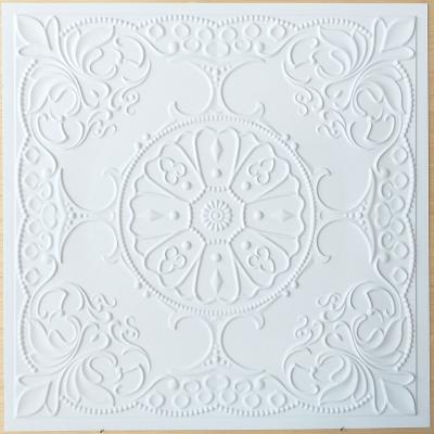 China Artistic Ceilings Tile Faux Tin Finishes Embossed Color White Matte Wall Panels PL71 for sale