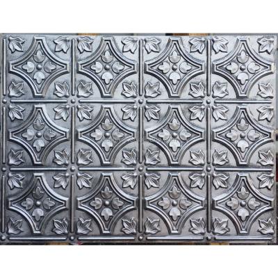 China PLB10 Artistic Faux Ceilings 3D Tin Embossed Tin Cafe Bar Decor Antique Wall Panels for sale