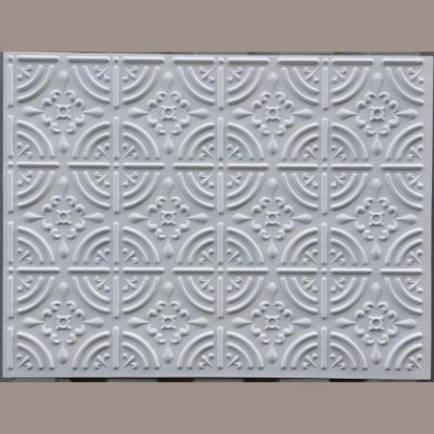 China Ceilings Decor Wall Panel Faux Artistic Tin 3D Emboss White Matte Painted PLB18 LASTDECOR for sale