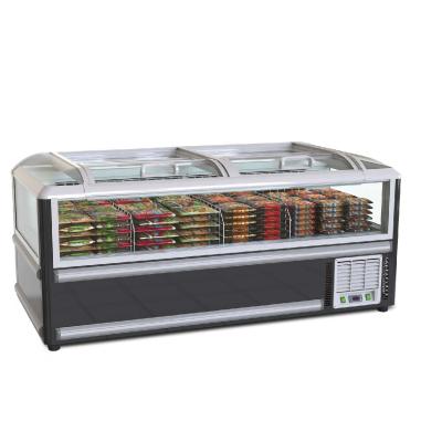 China 700L/600L/1000L/1150L combine commercial supermarket island display freezer with top sliding door for sale