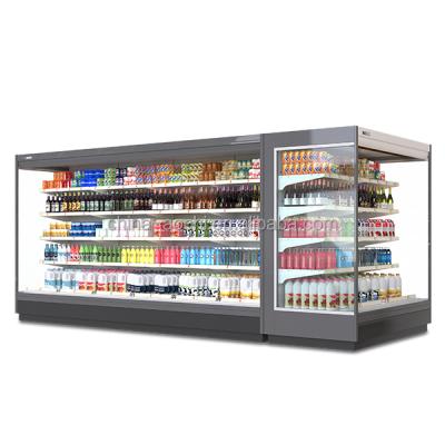 China Double-temperature Milk Fridge Open Fridge Refrigerated Display Cabinet For Supermarket Fan Cooling for sale