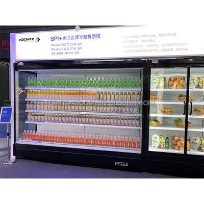 China Double-temperature Drinks Deck Open Multideck Fridge Case Supermarket Refrigerator Suppliers For Grocery Store for sale