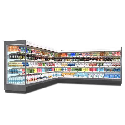 China Double-temperature beverage type open deck commercial fridge refrigerator for Mini Mart for sale