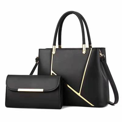 China Water Resistant Tasche High Quality Metal Totebag PU Leather Mini Purse Low MOQ Custom 2 Pcs Set Handbags For Women for sale