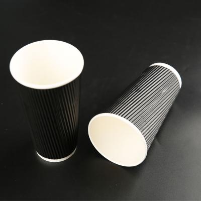 China Recyclable Disposable Take Away Corrugated Ripple Paper Cup Double Wall With Lids for sale