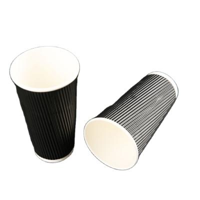 China Recyclable Cardboard Disposable Hot Ripple Corrugated Tea Cup Wall Anti-scald Paper Cup for sale