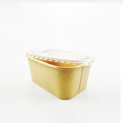 China Customized Acceptable Printed Biodegradable Kraft Paper Disposable Bowl Take Out Soup Salad Bowl With Lid for sale