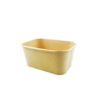 China Rectangle Thickened Biodegradable Food Grade Packing Microwavable Paper Container Disposable Salad Bowl With Lid for sale