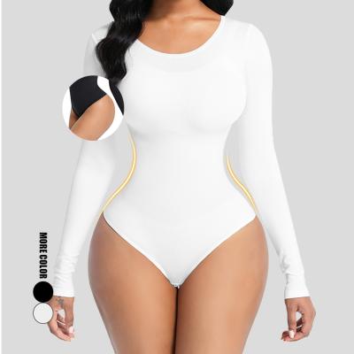 China New Fashion Antibacterial Shapewear Seamless Long Sleeve Compression Hip Enhancer Women Full Body Shapers for sale