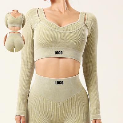 China New Arrival Yoga Set Women Fitness Elasticity Workout Gym Seamless Fitness Clothing Long Sleeve Yoga Set for sale