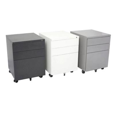 China China Factory Modern Flat Pack Three 3 Drawer File Cabinet With Wheels Office Furniture Movable Pedestal Cabinet for sale