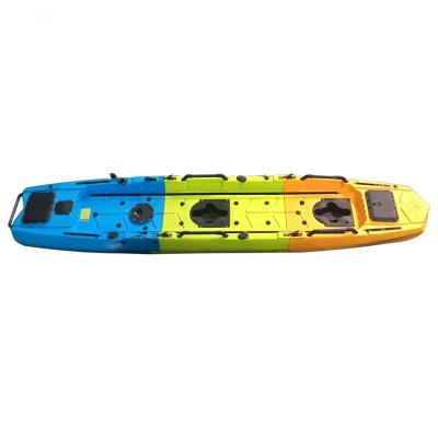 China Lightweight Sit On Top Professional Sea Kayak 2+1 Seat Kayak Plastic Fishing Canoe Kayak For Fishing for sale