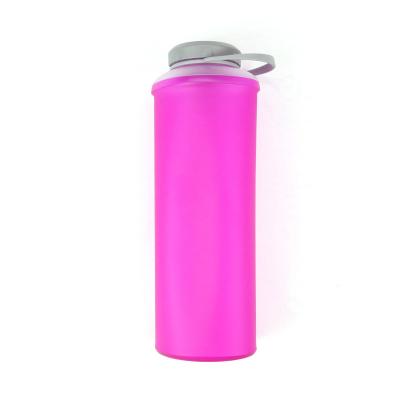 China 1000ml Viable Pink Leak Resistant Soft Water Bottles Sports for sale