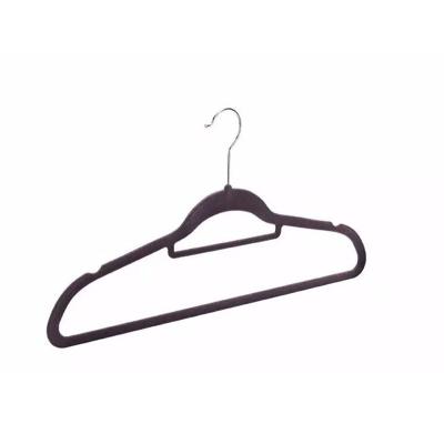 China Factory Wholesale High Quality Space Saving Durable Non Slip Velvet Coat Hangers Gray Flocking Hanger for sale