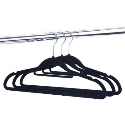 China Wholesale High Quality Black Velvet Non-slip Coat Hangers Modern Supplier Coat Hangers Pants Hanger Customized for sale