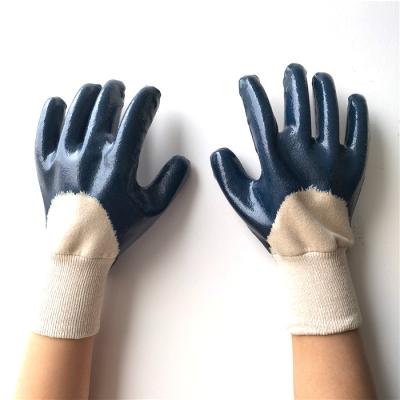 China Work Wear Resistant High Quality Heavy Duty Blue Protective Oil Resistant Nitrile Coated Gloves Hand Protective Gloves for sale