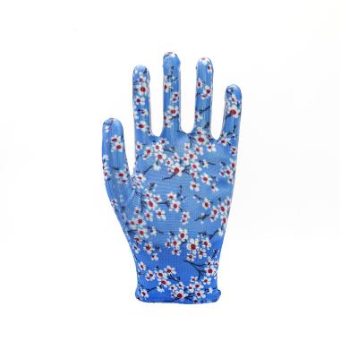 China Hot Sales Wear Resistant Women Work Gloves Used Garden Safety Gloves Nitrile Coated Gloves for sale