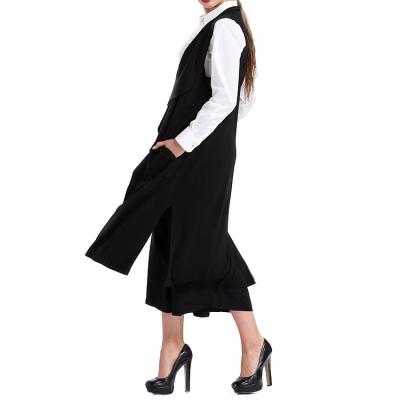 China Anti-wrinkle formal business notched collar fit sleeveless black slim vest jacket blazer long for women for sale