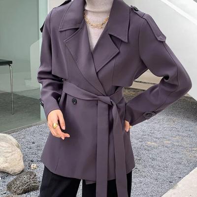 China Anti-wrinkle Autumn New Women&'s S coat winter ditch coat long coat British purple slim thin outdoor temperament temperament Ol coat for sale