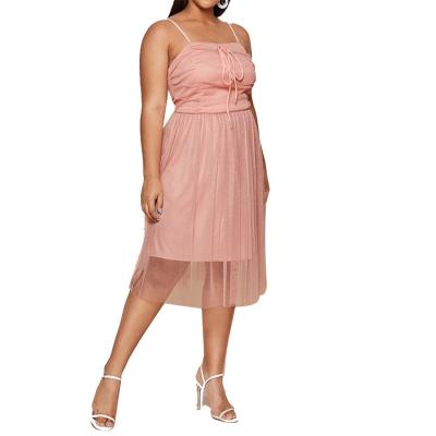 China Hot New Anti-wrinkle Summer OEM Custom Design Sleeveless Pink Summer Tube Dress Top Sexy Long Even Lace Plus Size Women's Dresses for sale