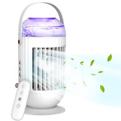 China Hotel Mini USB Charging Portable Remote Control Air Cooler Air Conditioner Fan Water Cooling Desktop Fan for sale