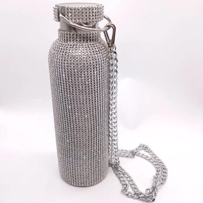 China 304 Stainless Steel Tumbler Cup Durable Bling Rhinestone Water Bottle With Handle for sale