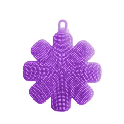 China Kitchen Viable Colorful Silicone Sponge Silicone Flower Shape Cleaning Sponge for sale