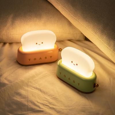 China Modern Cute Biumart Cartoon LED Toast Night Light Timer USB Bedside Night Lamp Decoration Filling Home Gift For Kids for sale