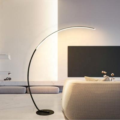 China Biumart Modern Nordic Floor Lamp Arc Shape Dimmable LED Remote Control Standing Lamp For Living Room Bedroom Decor Lighting for sale