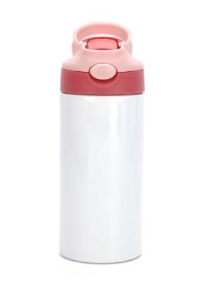 China Business Ready To Ship Sublimation Stainless Steel Kids Water Bottle With Soft Straw 12oz for sale