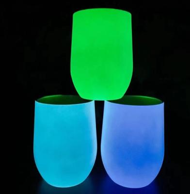 China Viable Stainless Steel 12oz Upright Wine Blue Green Purple Glow In The Dark Skinny Tumblers Sublimation Glow In The Dark for sale