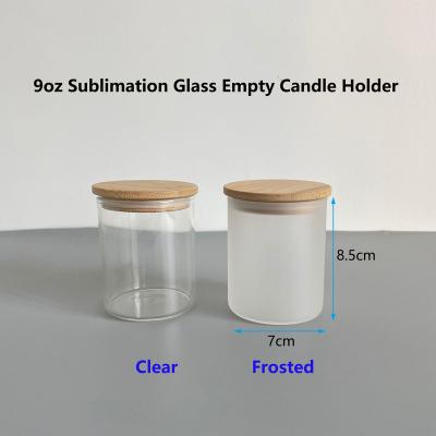 China Disposable Sublimation Candle Jars Borosilicate Glass 9oz Punched Cola Mason Cup Box With Bamboo Lid for sale