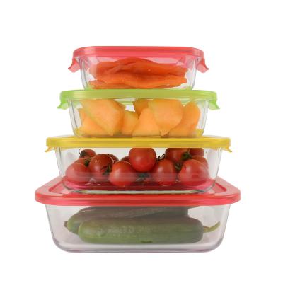 China Wholesale 370ml-640ml-1040ml-1520ml 4 Piece Heatable Package Set Glass Kitchen Care, Microwave Oven Glass Food Container for sale