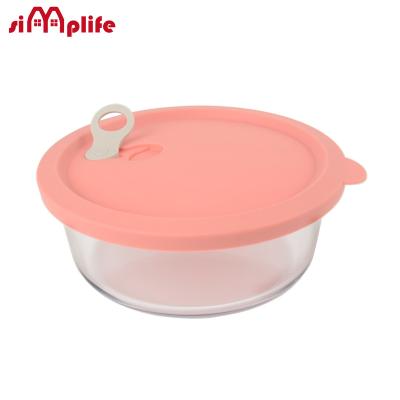 China Freshness Preservation Rectangle High Borosilicate Glass Food Storage Container Heat Resistant Glass Bowl With Silicone Lid for sale