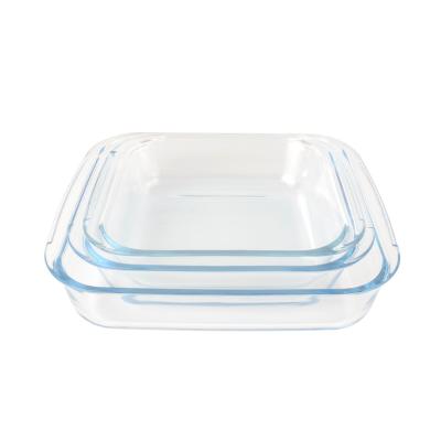 China Minus 20â „ ƒ ~400â „ ƒ 120° difference in heat shock temperature; „ ƒ Square Ear Glass Bakeware High Borosilicate Glass Bakeware Kitchen Furniture Non-Stick Bakeware for sale