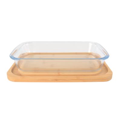 China Heatable Rectangle High Borosilicate Glass Bakeware, Oven Microwave Glass Baking Tray for sale