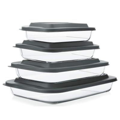 China Large Sustainable High Quality Food Grade Baking Pan Set With Plastic Airtight Lid for sale