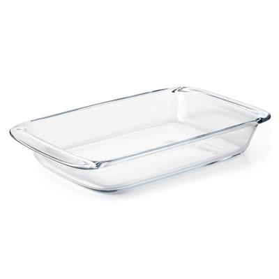 China Heatable 4size rectangle high borosilicate glass baking dish with pp lid, rectangle glass bakeware, glass baking tray for sale