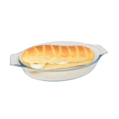 China Viable 870m / 29oz Fish Form Clear Glass Mold , Oven Use Glass Bakeware for sale