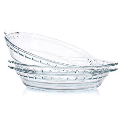 China Sustainable Glass Pie Dish With Handle, 7.5 Inches Around Baking Pan Pie Dish for sale