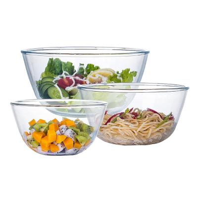 China 1000ml-2200ml-4450ml viable large size clear glass mixing bowl, transparent glass salad bowl for sale