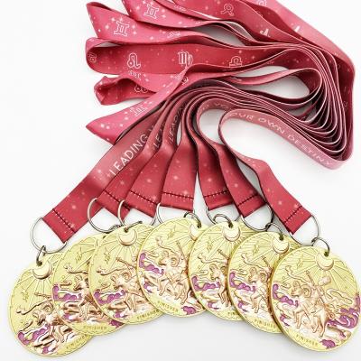 China Europe Factory Direct Custom Metal Matte Gold Plated Race Medal With Ribbon for sale