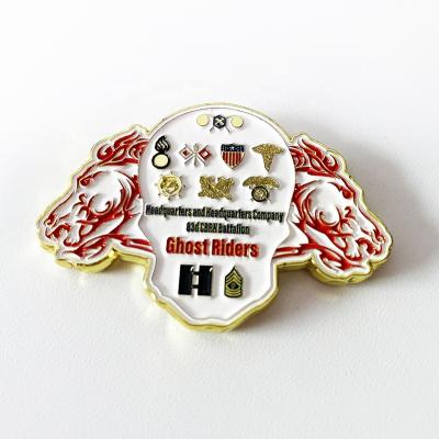 China America Custom Design Zinc Alloy Horse Skull Military Souvenir Enamel Challenge Coin for sale