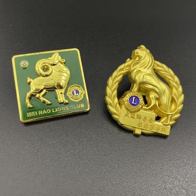 China Chinese Custom Lion Clubs Custom Enamel Gold 3D Lapel Pins Suit From Asia Manufacturer for sale