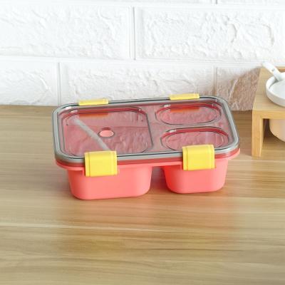 China Sustainable 3 Compartment Food Grade Microwavable Container With Lid Plastic Lunch Box Food Packaging for sale