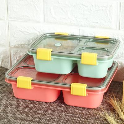 China 2021 LOOK viable Amazon REAR rectangle sealed plastic lunch box with dividers and plastic cutlery for sale